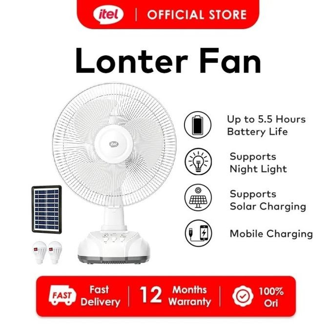 itel IF12‑M001 Solar Desk/Floor Fan