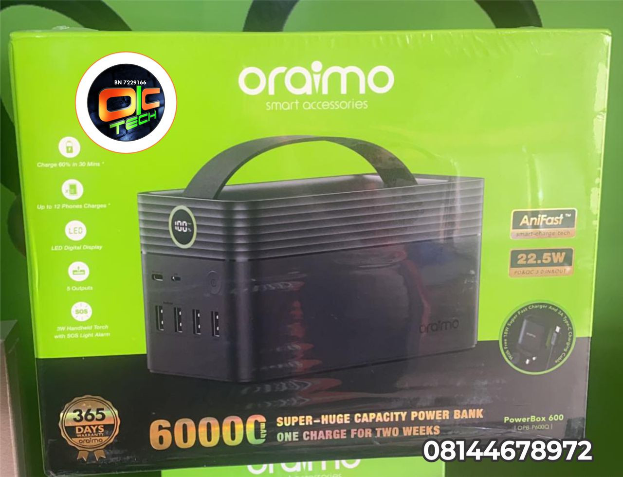 Oraimo Powerbank 60000MAh.  OPB-P600Q